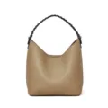 Borsa a secchiello casual in vera pelle con manico intrecciato nero per uso quotidiano. - Grigio