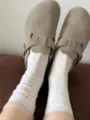 Calze medie da donna a pois in modal con pizzo in organza, perfette per la stagione primaverile. - Taglia unica / Bianco