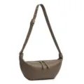 Borsa a tracolla croissant in pelle, elegante borsa a mezzaluna marrone per ogni giorno. - grigio elefante
