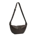 Borsa croissant in pelle marrone scuro, borsa a tracolla luna morbida variante, elegante. - Caffè