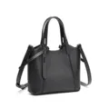 Borsa tote nera da donna in vera pelle, elegante borsa a tracolla versatile per ogni occasione. - Nero