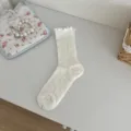 Calcetines blancos de media caña con volantes para mujer verano finos transpirables estilo tierno - Talla única / Blanco