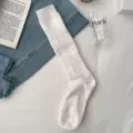 Calcetines largos térmicos de lana blanca, patrón de rombos, medias de invierno de mujer. - Talla única / Blanco Crema