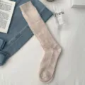 Chic otonio invierno calcetines altos de punto grueso beige casual calcetines largos - Talla única / Avena