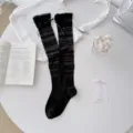 Calcetines altos negros transparentes estilo Balletcore con bonito lazo y rayas. - Talla única / Negro