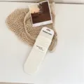 Solid color white cotton stackable socks, breathable casual mid-tube socks for women daily. - One Size / Plain Off-White