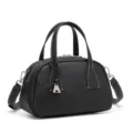 Borsa a mano bowling in pelle nera, elegante borsa hobo con manico superiore da donna. - Superiore 21 * Inferiore 25 * 13 * 16 / Nero