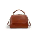 Classica borsa a mano in pelle marrone da donna, elegante borsa a tracolla stile vintage. - Colore caramello