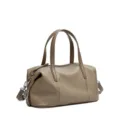 Borsa a mano Boston in vera pelle da donna, elegante borsa a tracolla marrone con manico. - grigio elefante