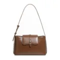 Borsa a tracolla in pelle marrone, elegante borsa da lavoro, borsa versatile giornaliera. - Colore caramello