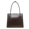 Borsa a spalla in pelle marrone scuro, shopper grande capacità elegante, borsa quotidiana. - Marrone scuro