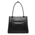 Borsa tote in pelle nera, borsa a spalla casual minimalista, variante di borsa elegante - Nero