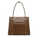 Classica borsa tote in pelle marrone, elegante borsa a spalla in tinta unita per lavoro e ufficio. - Marrone