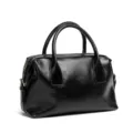 Borsa da bowling in pelle nera da donna, mini borsa alla moda e borsa a tracolla a cuscino. - 29x10x20cm / Mezzanotte (nero)