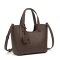 Borsa tote da donna in pelle marrone borsa a tracolla casual per lavoro quotidiano - Caffè