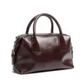 Borsa da bowling da donna in pelle marrone scuro, mini borsa a mano e a tracolla elegante. - 29x10x20cm / Moca (caffè vino)