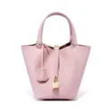 Rosa Echtleder Eimer Tasche Damen Handtasche Luxus Designer Tote Bag Schick Tägliche Mode Geldbörse - Rosa