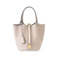 Sac seau en cuir rose clair, élégant sac à main avec cadenas, accessoire mode féminin. - Blanc Cassé