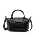 Borsa a mano in pelle intrecciata nera Chic Manico superiore Tracolla Variante - Nero