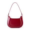 Borsa a tracolla vintage in vera pelle rossa da donna, elegante borsa a sella classica. - Borgogna