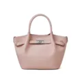 Borsa secchiello in pelle rosa da donna, elegante borsa a mano con chiusura a gancio. - Superiore 27 Base 20 * 11 * 20.5 / Rosa