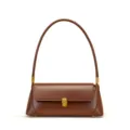 Borsa a tracolla marrone in pelle da donna, elegante borsa sottoascella con fibbia in metallo. - Caffè