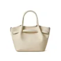 Borsa a secchiello in pelle beige da donna, mini tote chic con manico superiore e design elegante. - Superiore 27 Base 20 * 11 * 20.5 / Bianco perla