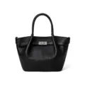 Borsa a secchiello in pelle nera, elegante borsa a mano con chiusura a gancio per donne. - Superiore 27 Base 20 * 11 * 20.5 / Nero