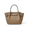 Elegante borsa a mano in pelle taupe con chiusura a girello e comodo manico superiore. - Superiore 27 Base 20 * 11 * 20.5 / Grigio