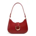 Elegante borsa a spalla in pelle rossa da donna, design minimalista chic con dettagli dorati. - Borgogna