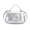 Silberne metallische PU Leder Umhängetasche mit süßer Herzklappe für moderne Damen. - Silber