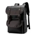 Mochila hombre vintage de cuero PU gran capacidad viaje negocio portatil bolso elegante - Negro