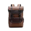Mochila vintage de cuero PU marrón para hombre, gran capacidad viaje de negocios casual. - Caqui