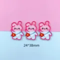 Pendentif lapin de dessin animé transparent double face en acrylique boucles d'oreilles. - Lapin Rose Rouge