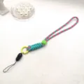 Handmade woven dual-color phone lanyard wrist strap with adjustable slider for daily use. - Long Rope / Pink Blue/Blue