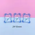 Acrylic double sided transparent cartoon bear pendant DIY earrings keychain material 29x35mm - Blue Bear