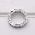 Porte-clés anneau ressort en métal strass étincelant, mousqueton rond argenté pour clés de voiture. - 34MM Grand / Nickel blanc