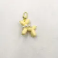 Acrylic balloon dog keychain with pearl necklace pendant cute bag charm phone accessory - Light Yellow