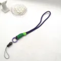 Adjustable handmade phone lanyard wrist strap double color braided mobile charm rope - Long Rope / Purple/Green