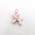 Porte-clés chien ballon acrylique rose collier perles pendentif sac détail mignon - Rose