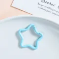 Blue star-shaped spring snap hook metal keychain accessory DIY jewelry pendant clasp detail shot. - Five-pointed Star Spring Buckle / Blue