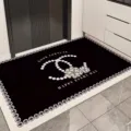 Moderne schwarz-weiße PVC-Fußmatte für den Eingangsbereich, abwischbarer Boden-Teppich. - 50*80cm / Cremiges Schwarz