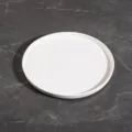 Japanese white ceramic dinner plate with wave pattern, 200mm round steak and salad plate. - 8 Inch / White
