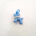 Blue acrylic balloon dog keychain detail, cute pearl collar design, sturdy clasp pendant. - Light Blue