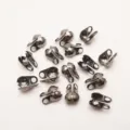 Perles de serrage double trou en metal pour connexion de chaine de collier fins. - 2.0mm / Noir de Fusil