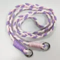 Purple pink white braided phone lanyard crossbody strap with metal rings for keys and phones. - Purple White Pink