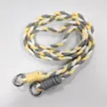 Braided phone lanyard cross-body anti-lost strap with metal rings, stylish and durable design. - Yellow White Gray