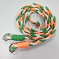 Colorful braided phone lanyard crossbody strap durable nylon rope with metal rings keys - Green, White & Orange