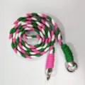 Cordon de téléphone tressé coloré bandoulière lanière porte-clés accessoire élégant - Boîtier Or Rose Cadran Blanc Bracelet Vert