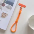 Correa corta de muneca naranja para telefono con lengueta hebilla ajustable para movil llavero - Naranja Con Parche